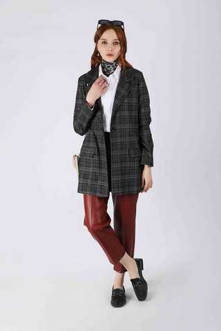 Ekose Blazer Ceket  Siyah - 1