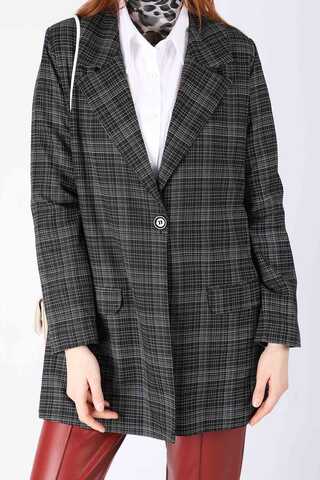 Ekose Blazer Ceket  Siyah - 4