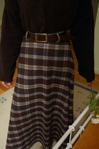 Ekose Desenli A Kesim Etek Kahverengi - 3