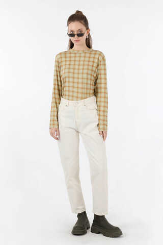 Ekose Desenli Body Camel - 2