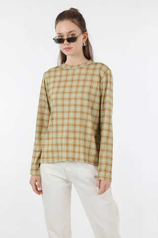 Ekose Desenli Body Camel - 3