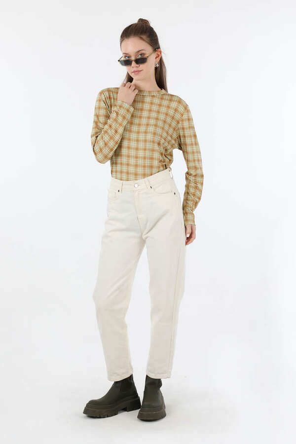 Ekose Desenli Body Camel - 4