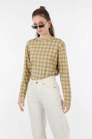 Ekose Desenli Body Camel - 5