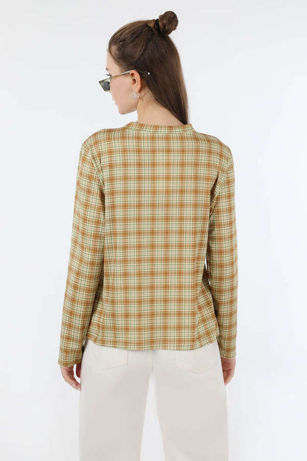 Ekose Desenli Body Camel - 6