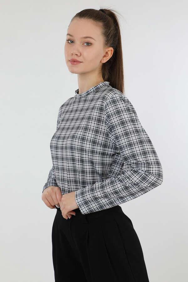 Ekose Desenli Body Siyah - 1