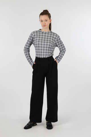 Ekose Desenli Body Siyah - 2