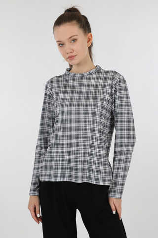 Ekose Desenli Body Siyah - 3