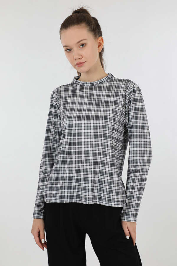 Ekose Desenli Body Siyah - 3