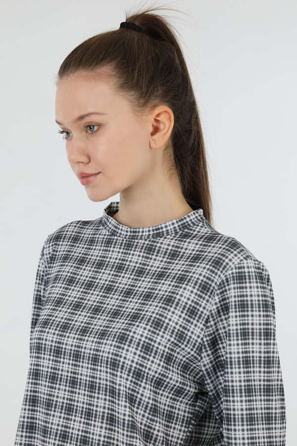 Ekose Desenli Body Siyah - 5