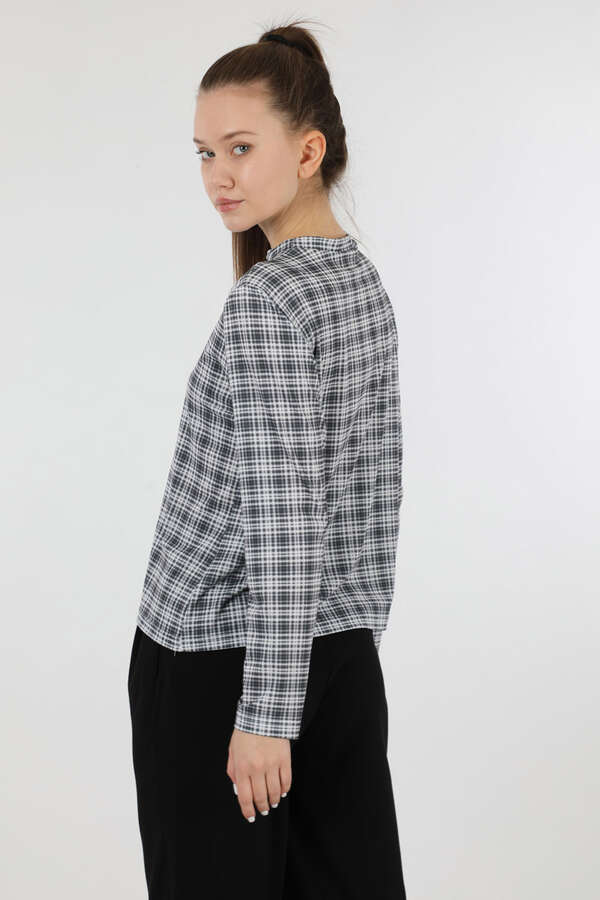 Ekose Desenli Body Siyah - 6