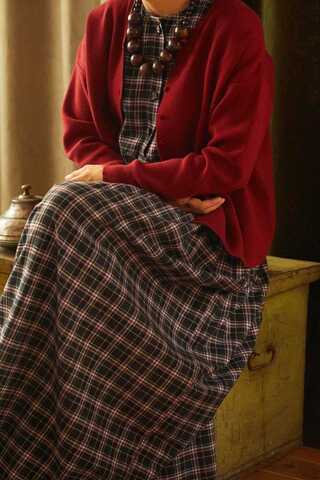 Checked Pattern Jumper Dress Anthracite - 1