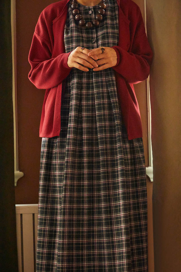 Checked Pattern Jumper Dress Anthracite - 7