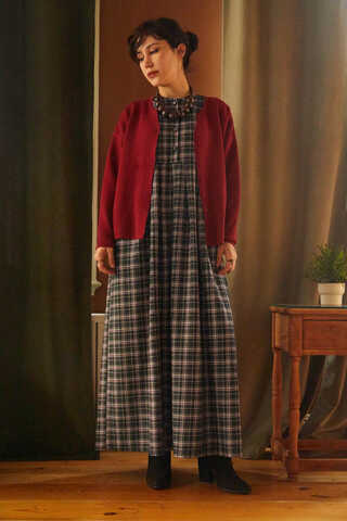 Checked Pattern Jumper Dress Anthracite - 2