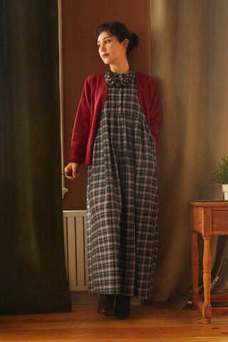 Checked Pattern Jumper Dress Anthracite - 8