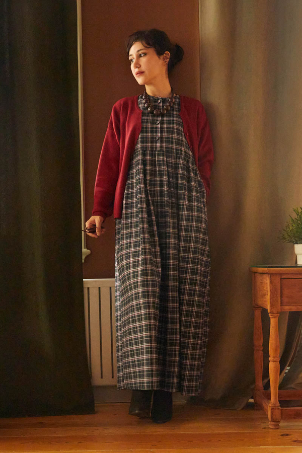 Checked Pattern Jumper Dress Anthracite - 8