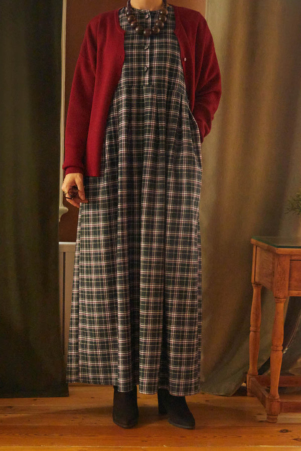 Checked Pattern Jumper Dress Anthracite - 9