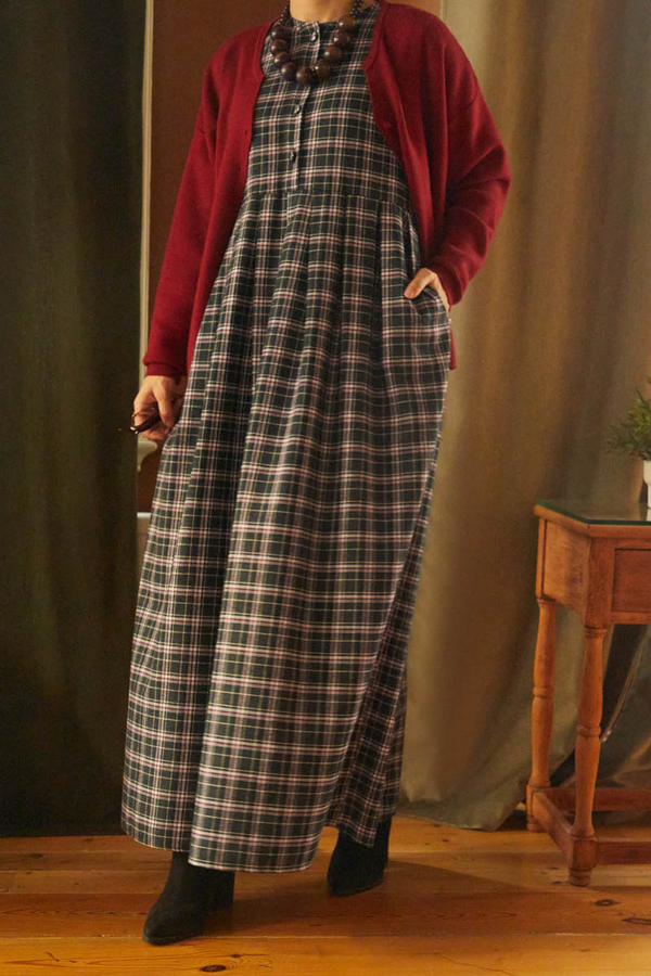 Checked Pattern Jumper Dress Anthracite - 10