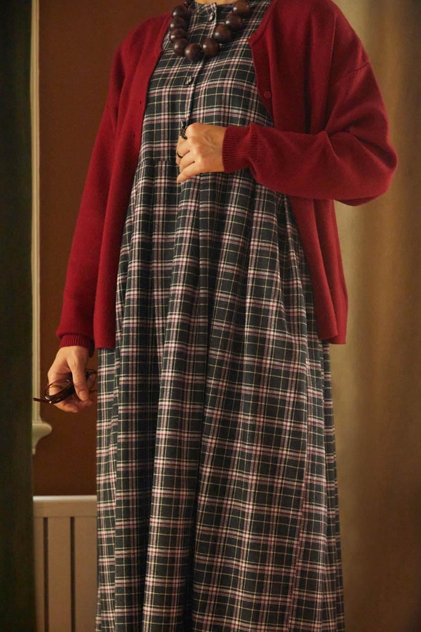 Checked Pattern Jumper Dress Anthracite - 11
