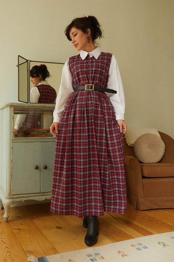 Ekose Desenli Jile Koyu Kırmızı - 4