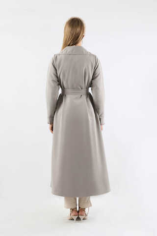 Ekose Detaylı Trençkot Gri - 6