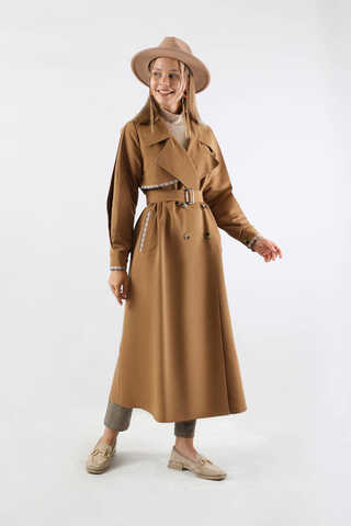 Ekose Detaylı Trençkot Taba - 3