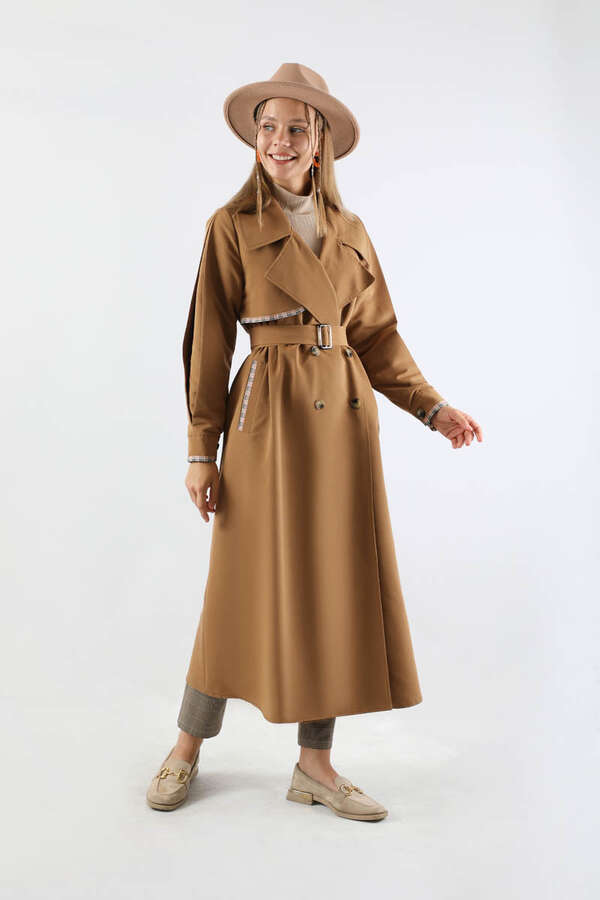 Ekose Detaylı Trençkot Taba - 3