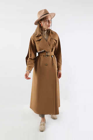 Ekose Detaylı Trençkot Taba - 5