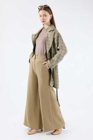 Ekose Kısa Ceket Takım Camel - 5