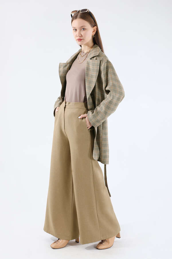 Ekose Kısa Ceket Takım Camel - 5