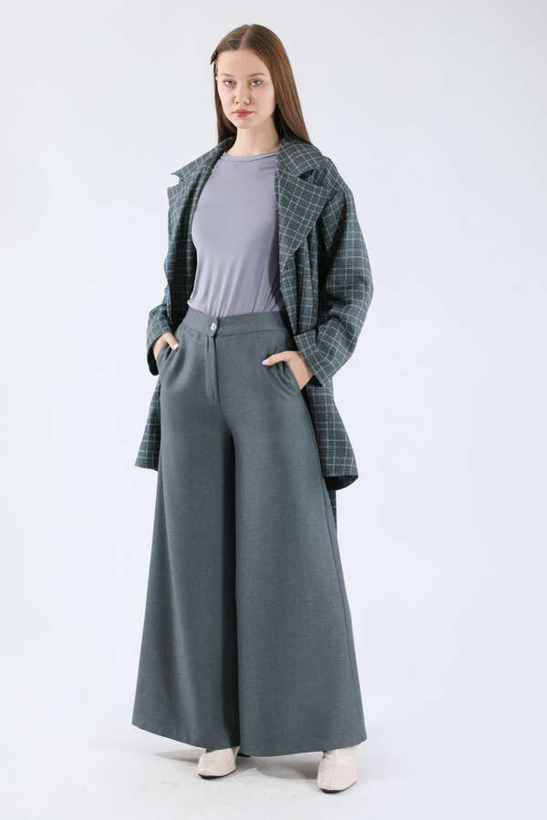 Ekose Kısa Ceket Takım Füme - 5