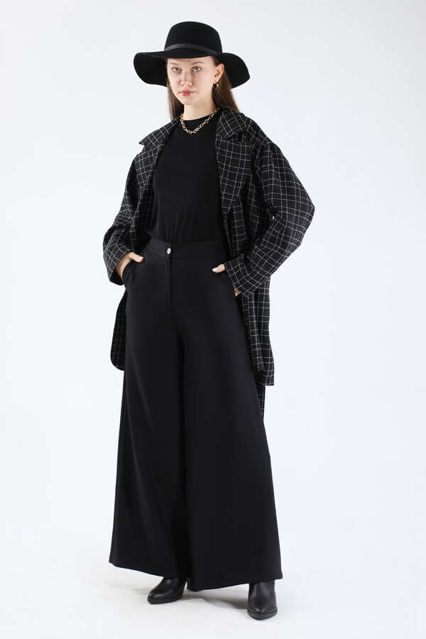 Ekose Kısa Ceket Takım Siyah - 5