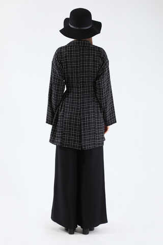 Ekose Kısa Ceket Takım Siyah - 6