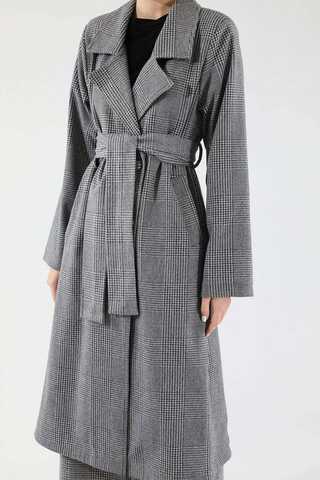 Ekose Uzun Ceket Takım Siyah - 4