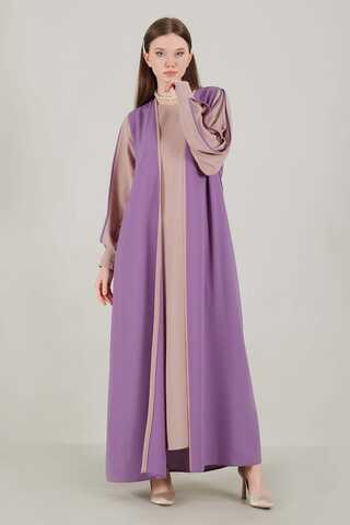 Elbiseli Abaya Takım Lila - 3