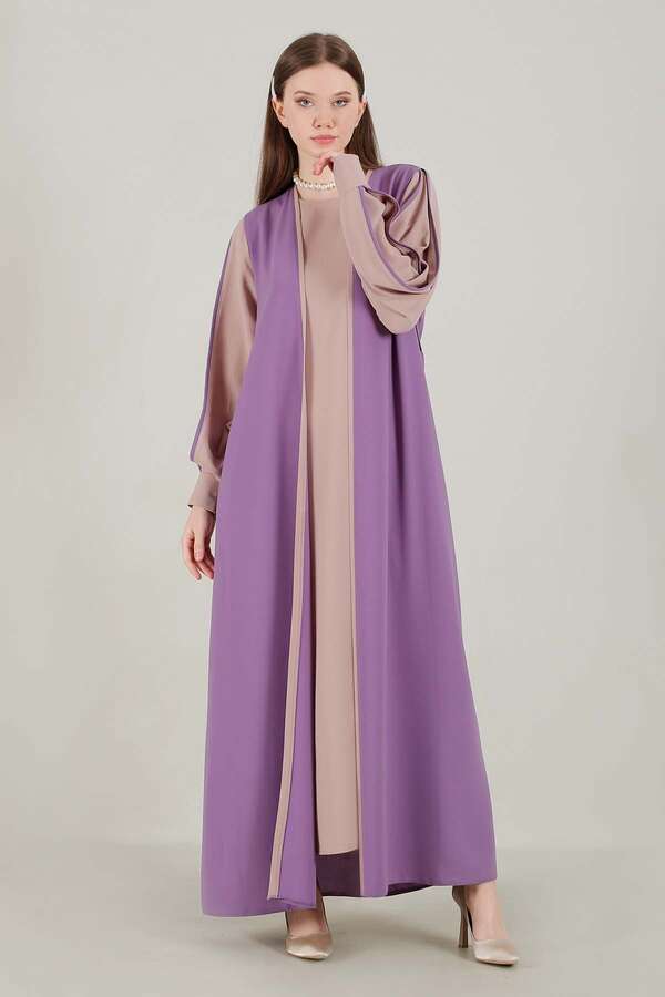 Elbiseli Abaya Takım Lila - 3