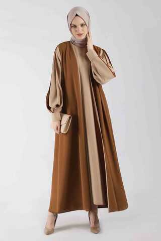 Kolları Biyeli Abaya Takım Taba - 3