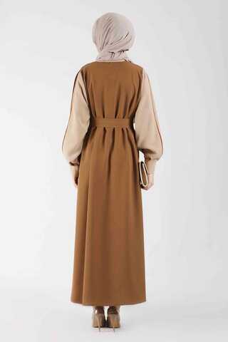 Kolları Biyeli Abaya Takım Taba - 5