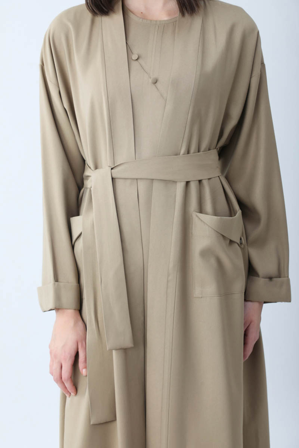 Elbisesi Düğmeli Abaya Takım Camel - 3