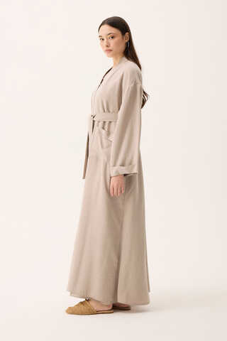 Elbisesi Düğmeli Abaya Takım Taş - 10