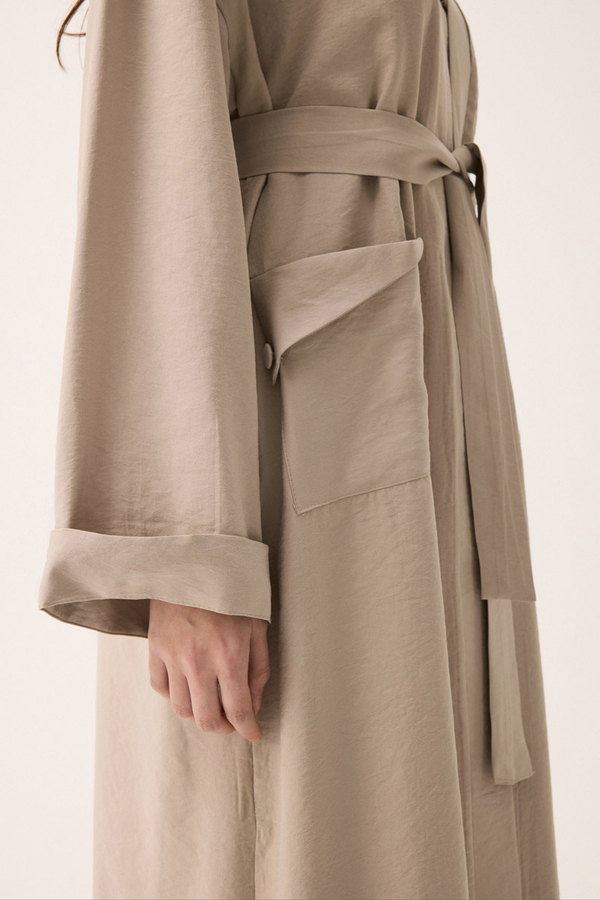 Elbisesi Düğmeli Abaya Takım Taş - 12