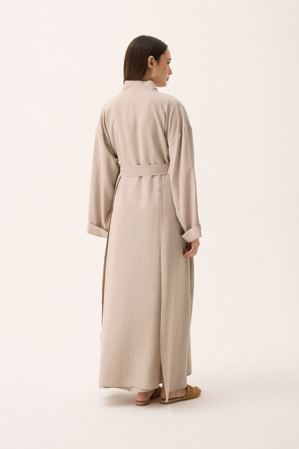 Elbisesi Düğmeli Abaya Takım Taş - 14