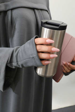 Eldiven Detay Elbise Antrasit - 4