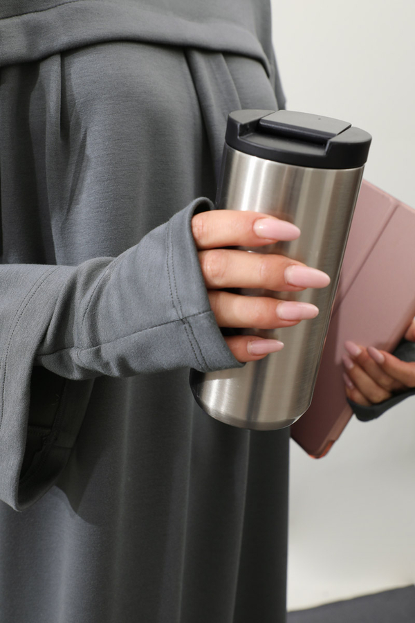 Eldiven Detay Elbise Antrasit - 4