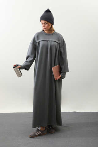 Eldiven Detay Elbise Antrasit - 2