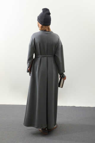 Eldiven Detay Elbise Antrasit - 9
