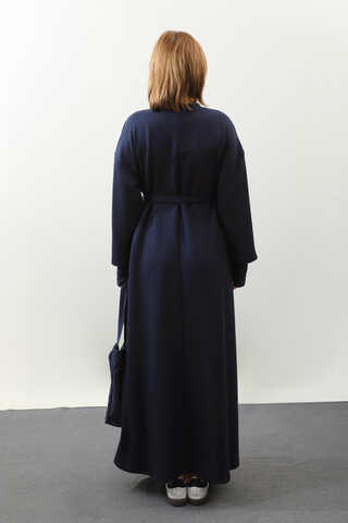 Eldiven Detay Elbise Lacivert - 10