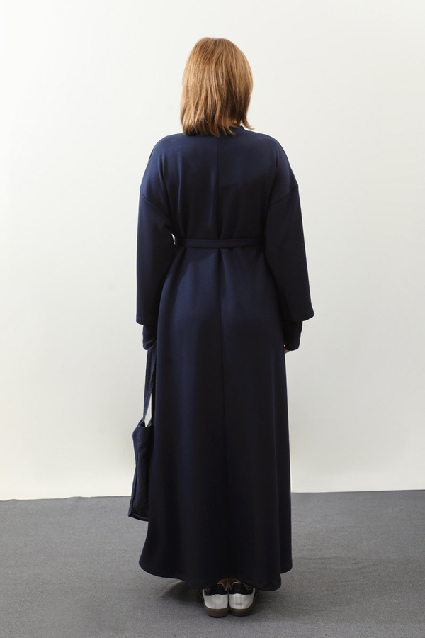 Eldiven Detay Elbise Lacivert - 10