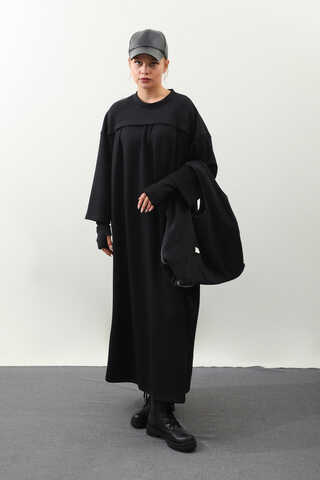 Eldiven Detay Elbise Siyah - 2