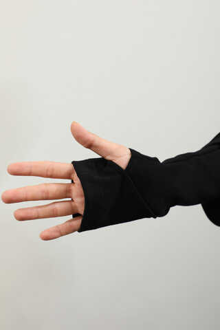 Eldiven Detay Elbise Siyah - 7