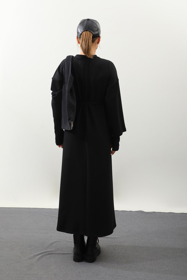 Eldiven Detay Elbise Siyah - 8